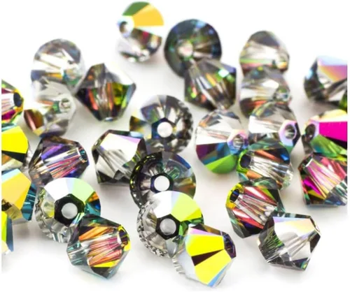Miniatura 34 de 100 cuentas sueltas de cristal bicono facetado pequeño Preciosa auténtico de 3mm (0.118 pulgadas) aguamarina AB (azul) compatibles con cristales