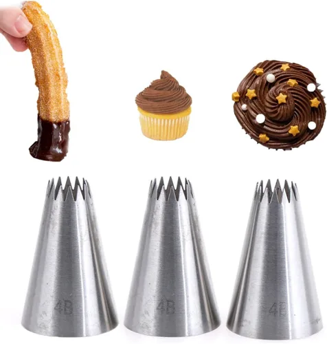 Miniatura 15 de Puntas de Glaseado Grandes, Punta de Manga Pastelera Eclair Churro Macaron Estrella Redonda para Decorar Pasteles, Cupcakes, Galletas, 5 Piezas F