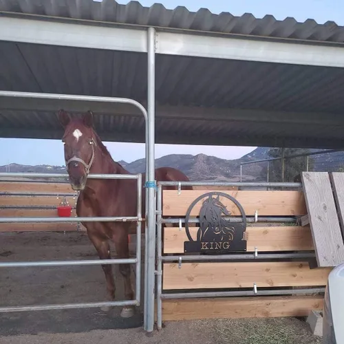 Miniatura 7 de RealSteel Letrero de metal personalizado de rancho de caballos, arte de pared occidental personalizado, letrero de nombre rústico de granja