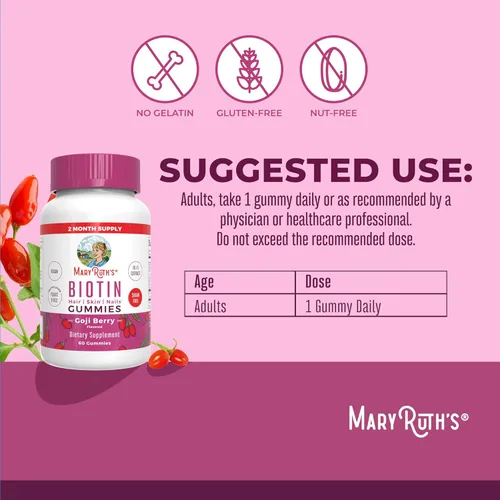 Miniatura 3 de Biotina Sin azúcar Suministro de 2 meses Gomitas de biotina Vitaminas de biotina para la piel del cabello y las uñas Gomitas de biotina