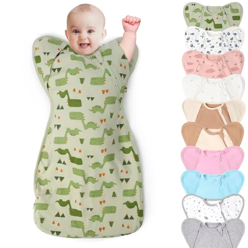 Mantas para envolver de 3 vías con brazos levantados, saco de dormir con las manos arriba, saco de dormir fácil de cambiar pañales para bebés, niños