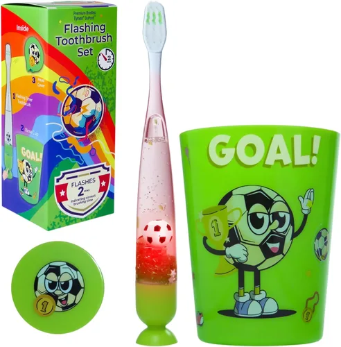 Miniatura 10 de Lily's Home Cepillo de dientes para niños con temporizador intermitente para niños con cerdas suaves, taza emergente y cubierta - Divertido cepillo
