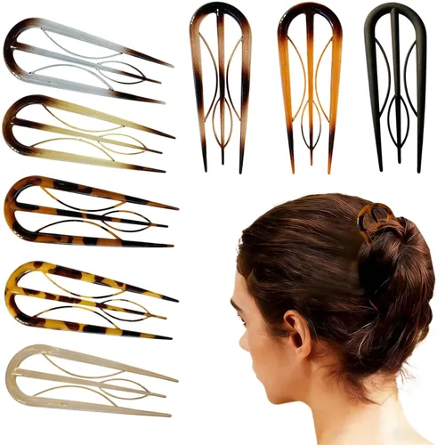 8 horquillas francesas para mujer, diseño de dientes interiores, grandes en forma de U, horquillas para el pelo para moños, rizos franceses,