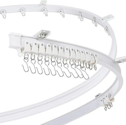 Miniatura 8 de Jetec Cortina de techo flexible y flexible de 6.5 pies, soporte para riel con sistema de rieles de cortina, ventana de litera, divisor