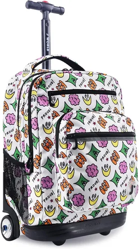 Miniatura 29 de J World Sundance Mochila Rodante para Laptop para Niñas y Niños. Mochila Escolar con Ruedas, Rombos negro, 20 pulgadas