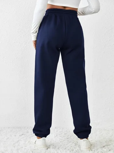 Miniatura 4 de Pinspark Pantalones deportivos con forro polar para mujer, para invierno y otoño, pantalones deportivos casuales holgados con bolsillos
