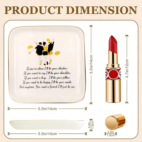 Miniatura 5 de PUDDING CABIN - Plato para anillos para regalo para amigas, mujeres, mejores amigas con el mensaje "If you're alone, I'll be your shadow. If you