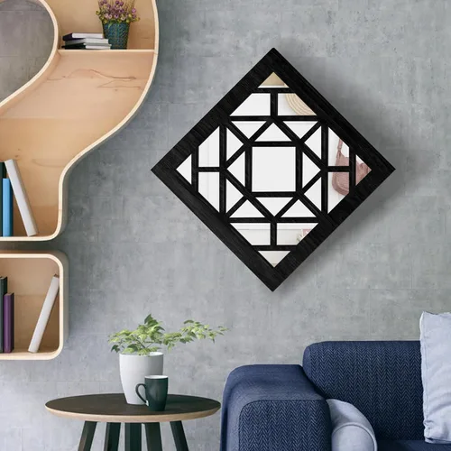 Miniatura 5 de 2 espejos cuadrados de pared, espejos de pared rústicos de granja, arte de espejo pequeño de 12 pulgadas (estilo 1 negro)