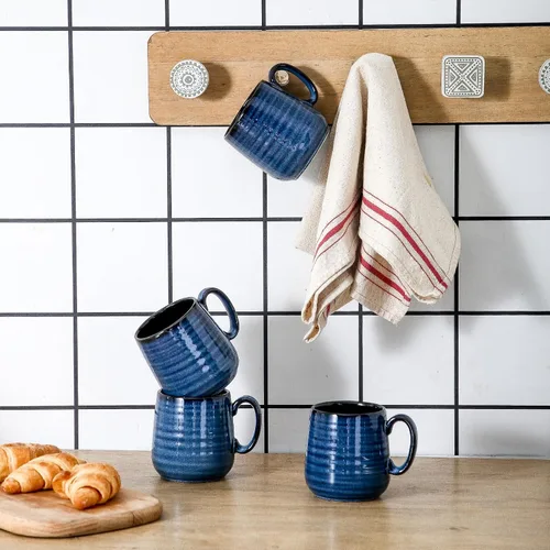 Miniatura 5 de HASENSE Tazas pequeñas de café de 8 oz, juego de 4 tazas de capuchino de cerámica, taza de café expreso con asa para café con leche, té, leche