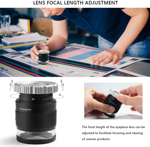 Miniatura 5 de Lupa 30X Amoper, Lupa con longitud focal ajustable, Lupa plegable de vidrio para joyería para óptico textil, bordado, placa de circuito, monedas