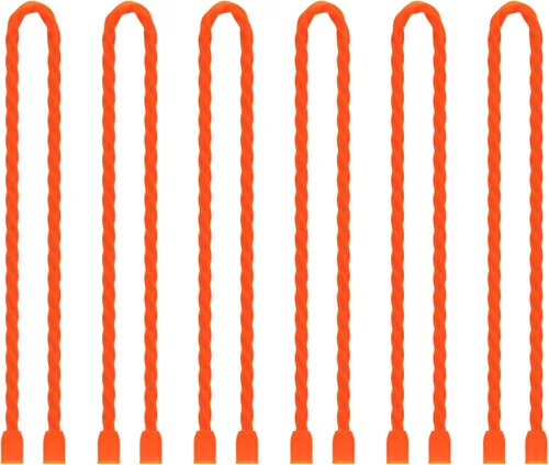 Miniatura 13 de 6 bridas de silicona de 24 pulgadas de diámetro reutilizables con núcleo de acero de 0.196 pulgadas de diámetro, lazos de torsión de goma flexibles