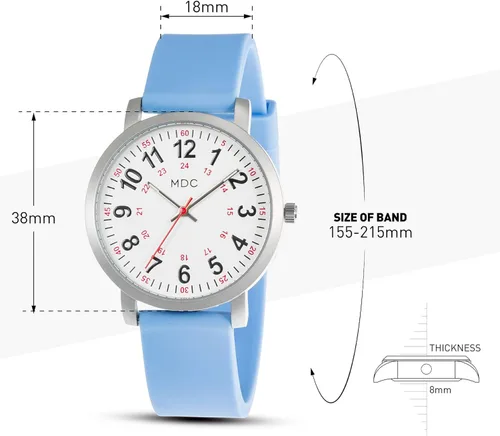 Miniatura 6 de Infantry MDC 5ATM Waterpfoof Nurse Watch for Medical Students,Doctors,Nursing Watches for Women with Second Hand, Military Time, Silicone Band