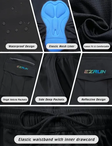Miniatura 4 de EZRUN - Pantalones cortos de ciclismo de montaña acolchados 3D para hombre