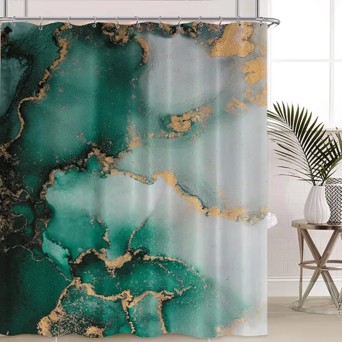 Miniatura 9 de Cortina de ducha pequeña verde salvia, cortina de ducha abstracta bohemia para baño, juego de cortina de ducha medio angosta, cortina de ducha