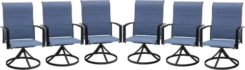 Miniatura 10 de VICLLAX Juego de 2 sillas de comedor giratorias para patio, sillas de exterior de tela de malla de textileno acolchada con reposabrazos para porche