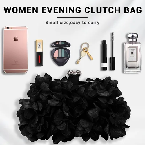Miniatura 2 de JAMBHALA Bolsos de mano de noche con apliques florales, pequeños monederos de embrague para mujer