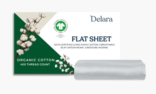 Miniatura 10 de GOTS Certified 100% Organic Cotton Flat Sheet, 400TC Long Staple Cotton, Ultra Soft, Silky, Moisture-Wicking, Smooth & Breathable, Best Sheets for