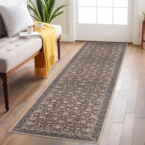 Miniatura 46 de Lansny Alfombra bohemia de 2 x 3 pulgadas, lavable, color negro, azul marino, floral, alfombra de cocina, alfombra de área pequeña de lana