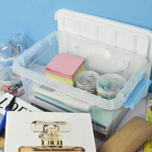 Miniatura 5 de Paquete de 6 cajas de almacenamiento con cierre transparente, contenedor de almacenamiento pequeño con asa