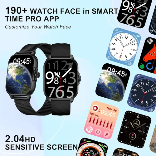 Miniatura 2 de WSQ Relojes inteligentes para hombres y mujeres, reloj deportivo con pantalla HD 2.04, reloj deportivo con voz AI ChatGpt 3 bandas, contador