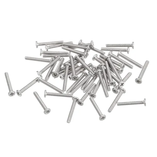 Miniatura 48 de Uxcell M1-0.25 x 2 mm 50 piezas Tornillos de cabeza plana redonda 304 de acero inoxidable Phillips Drive tornillos de máquina para fijación
