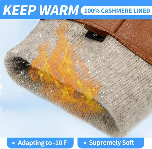 Miniatura 16 de MGGMOKAY Guantes de cuero para hombre, guantes de invierno de piel de oveja con forro