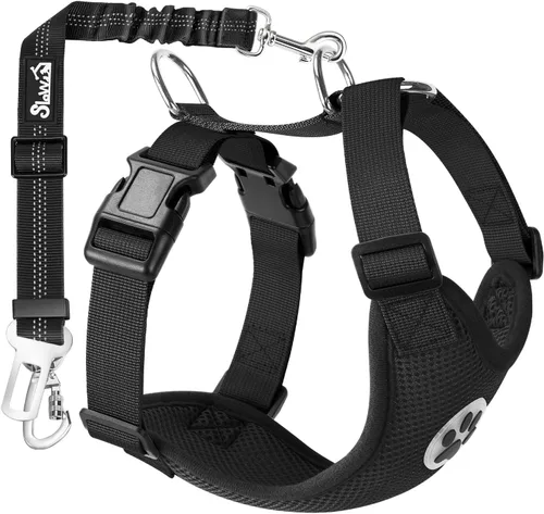Miniatura 17 de SlowTon Arnés de Cinturón de Seguridad para Perros para Coche, Arnés de Coche para Perros Ajustable de Malla Transpirable y Cinturón de Seguridad