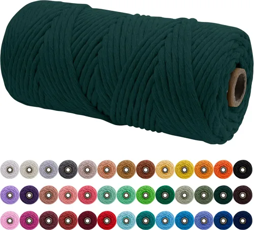 Miniatura 155 de JeogYong Cordón de macramé de un solo hilo 2mm x 164 yardas (492 pies) Cuerda de algodón suave, hilo de macramé 2 mm, suministros de macramé