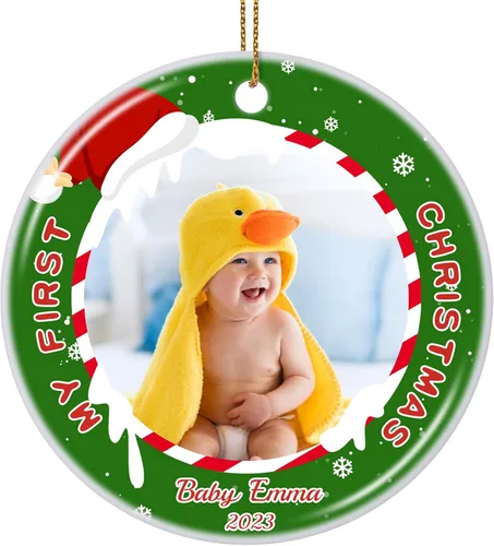 Miniatura 20 de Adornos de Navidad Personalizados 2025, Adornos con Fotos para Árbol de Navidad, Regalos Personalizados para Recién Nacidos, Parejas, Mujeres