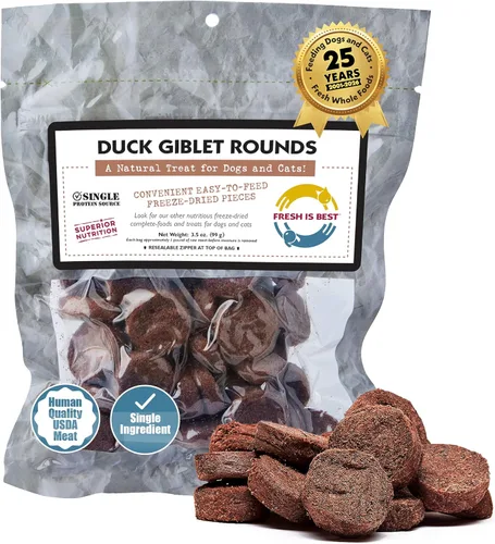 Miniatura 13 de Fresh Is Best Duck Heart - Golosinas liofilizadas para perros – Golosinas crudas liofilizadas para gatos en bolsa resellable con cremallera – Alto
