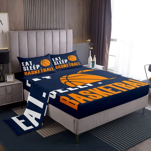 Miniatura 42 de Feelyou Football Bed Sheets Set Twin Size Basketball Sports Deep Pocket Fitted Sheet Soccer Ball Game Bedding Sets Black Baseball Gaming Soft Bed