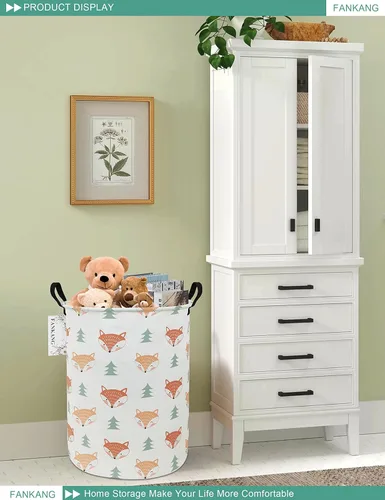 Miniatura 4 de Cesta de almacenamiento para cuarto infantil, cesta plegable de lona con revestimiento impermeable de polietileno, grandes cestas de almacenamiento
