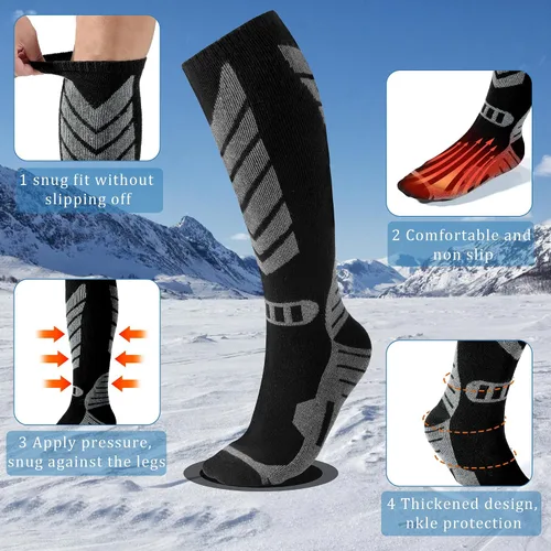 Miniatura 5 de wanchel Merino Wool Ski Socks - 2 Pairs Knee High Skiing Socks, Winter Warm Snowboard Thermal Socks