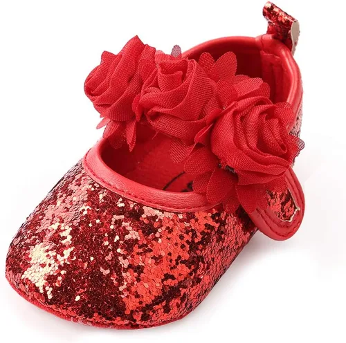 Antheron Baby Girls Mary Jane Flats - Mocasines para bebé con suela suave, diseño floral brillante