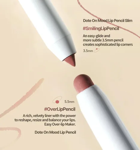 Miniatura 4 de Heart Percent Dote On Mood Lápiz labial delgado, define y rellena cremoso delineador de labios retráctil con sacapuntas integrado, #03. Beige avena