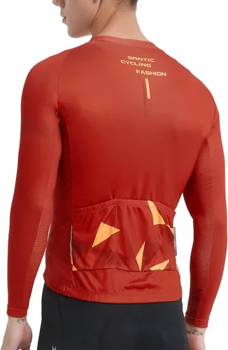Miniatura 88 de Santic - Camiseta de ciclismo para hombre, manga larga, reflejante, cremallera completa, con bolsillos