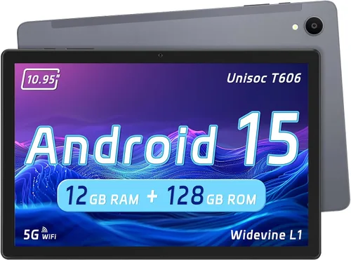 Tableta, tableta Android 15 de 11 pulgadas con 12 GB de RAM 128 GB ROM, 1 TB expandible, cámaras de 5MP+13MP, pantalla HD de 1280 × 800, octa-core