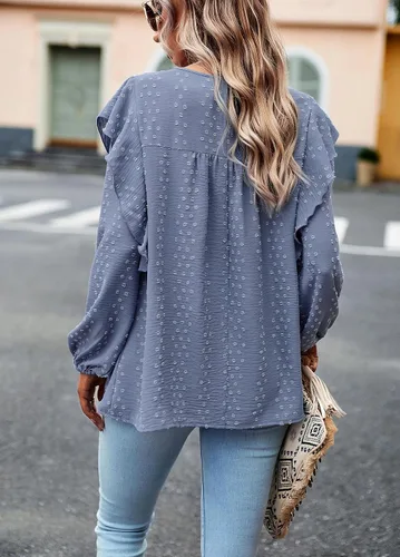 Miniatura 2 de PRETTYGARDEN Blusa tipo túnica de punto suizo de ganchillo para mujer 2023