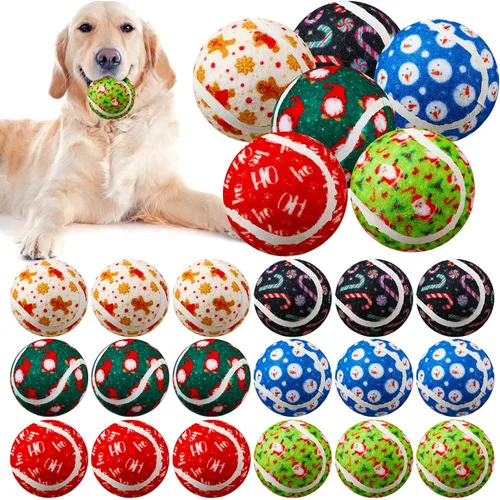 Miniatura 14 de Civaner 6 piezas pelotas de tenis chirriantes de Navidad para perros de 2.5 pulgadas, juguetes pelota para perros a granel para perros pequeños