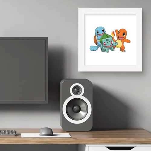 Miniatura 6 de Gallery Pops Pokemon - Bulbasaur, Charmander, Squirtle - Arte de pared con marco blanco, 12 x 12 pulgadas Versión enmarcada en blanco