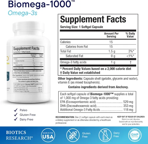 Miniatura 7 de Biotics Research Mg-Zyme Complejo de Magnesio Triple para el sueño, la relajación y la salud ósea + Aceite de pescado Biomega-1000 Omega-3