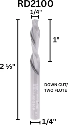 Miniatura 2 de Whiteside Brocas RD2100 Standard espiral Bit con 1/4-pulgadas de diámetro de corte de carburo sólido y 1 pulgada de longitud de corte
