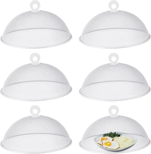 Gerrii 6 cubiertas de malla metálica para alimentos, tiendas de campaña de malla para exteriores, cubiertas de placa de pantalla para platos llanos,