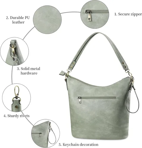 Miniatura 3 de FUKUYIN Bolso de mano para mujer, bolso de hombro de piel sintética suave para mujer, bolso bandolera grande para mujer