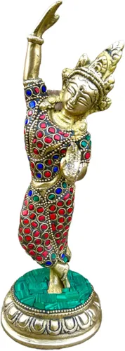 Estatuas de tara verde de latón con acabado de piedra, estatuas de tara verde tibetano curativas, deidad budista tibetana de 9 pulgadas, estatuas