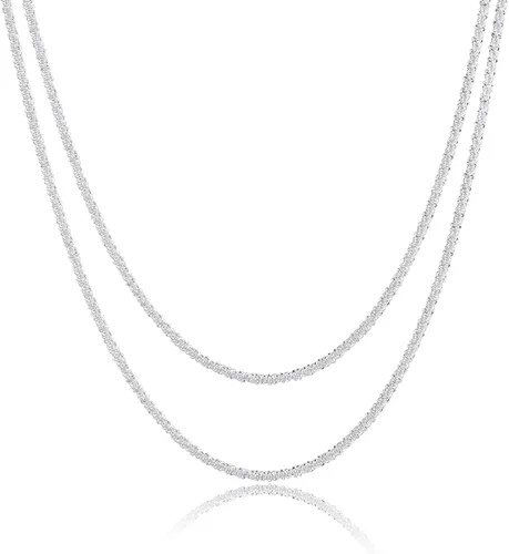 Miniatura 6 de Tasiso - Juego de gargantilla de espiga, cadena de serpiente de doble capa, collar de cadena de espiga, collar de capas, collar de cadena cubana