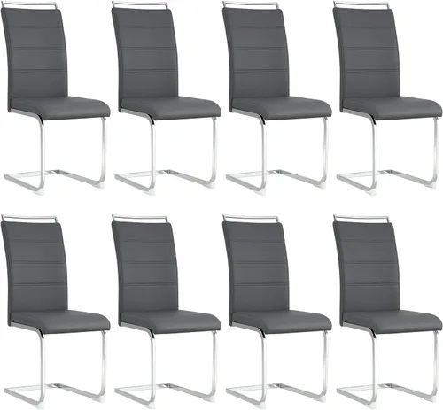 Miniatura 13 de Baysitone Juego de 2 sillas de comedor modernas, de piel sintética sintética, con respaldo alto, tapizadas, con diseño de respaldo a rayas Negro