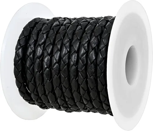 Miniatura 16 de GENIQUE Cuerda de Cuero Trenzada Redonda Genuina Real, Cuerda de Cuero para Manualidades, Hacer Joyería, Collar, Pulsera (5 Metros)
