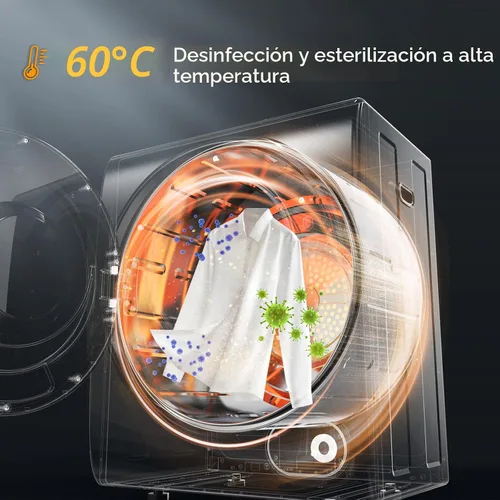 Miniatura 5 de ROVSUN Secadora portátil de 110V, secadora de carga frontal de alta gama con tambor de acero inoxidable y perilla de control simple