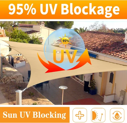 Miniatura 4 de Toldo protector solar beige triangular de 12 x 12 x 12 pies, de tela duradera con bloqueo UV, toldo para patio, hacemos pedidos personalizados